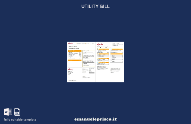modello di bolletta delle utenze (pagine) USA San Francisco Xfinity Comcast in s
